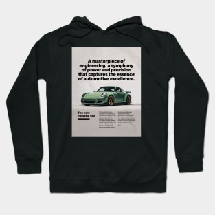 a masterpiece Porsche similar to 911 gt3 super car, green Hoodie